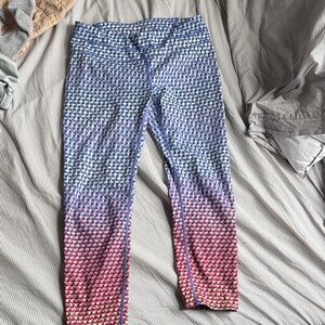 Athleta Leggings in Blue and Pink Geometric Pattern